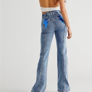 Free People Thunderbird Flare Jeans / Electric Blue